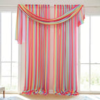 DUOBAO Rainbow Sheer Chiffon Wedding Arch Backdrop – 10ft Tall Fabric Arch for Ceremony,Elegant Event Decorations,Photo Booth, Birthday Party Decor –2 Panels, W29xL120