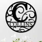 Personalized Metal Name Signs, Split Letter Monogram Wall Decor, Custom Last Name Sign, Family Name Sign for Outdoor, Personalized Wedding Gift, Garden Decor, Metal Wall Art, Housewarming Gift (MonogramDesign_11)