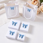 2.5" Hgzgch Light Blue Satin Ribbon Bow for Gift Wrapping, Premade Bows for Crafts, Cake, Party Favors, Handmade Bows with Double-Sided Tape, Self Adhesive Gift Bows for Presents, Treats - 50pcs