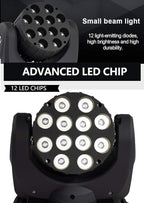 SHEHDS Moving Head Light Beam Wash LED 12x12W RGBW 4in1 DJ Lights Lighting Professional 9/16 Channels DMX512 Sound Activated Strobe Effect Stage Lights for Christmas Events Night Clubs Disco KTV Bar