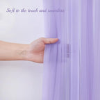 30×10ft Purple Tulle Backdrop Curtain with Lights String for Parties, Sheer Photo Backdrop Curtains for Wedding Party Photography Background