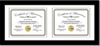 Creative Picture Frames 14X30Bk-W Black Horizontal Double Diploma Frame With 2 Opening White Mat, Holds 2-10X12-Inch Documents With Wall Hanger