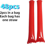 48pcs Round Head Boom Sticks Thunder Sticks Cheering Sticks Team Spirit Plastic Cheerleading Spirit Stick Clapper Inflatable Noise Maker Sports Supply (Red)
