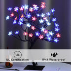 Pooqla 18 Inch 48 LED RGB Cherry Blossom Tree Light with Remote 16 Color-Changing LED Artificial Flower Bonsai Tree Table Top Lamp Home Lit Tree Centerpieces Christmas Decor