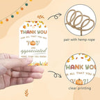 50pcs Thanksgiving Thank You Gift Tags, Friendsgiving Favor Tags with String for Teacher Staff Appreciation Favors Decoration (Appreciation)