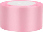 Pink Solid Satin Ribbon 2 Inch 25 Yards Solid Polyester Fabric Ribbon for Gift Wrapping Wedding Christmas Baby Shower Birthday Party Decoration Handmade Immortal Flower Craft