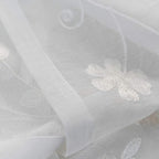 Floral Embroidery Sheer Curtains White 45 Inch Length, Rod Pocket Voile Drapes for Living room, Bedroom, Window Treatments Semi Crinkle Curtain Panels for Yard, Villa, Parlor, Set of 2, 52"x 45".