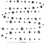 Black 40th Birthday Decorations Number 40 Circle Dot Twinkle Star Garland Metallic Hanging Streamer Bunting Banner Backdrop for Women Mens 40 Year Old Birthday Forty Anniversary Party Supplies