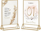 24 Pack Gold Acrylic Sign Holder, Picture Frames Wedding Double Sided Display Clear Sign Holders Stand Desktop Table Menu for Wedding Party Restaurant (5×7)
