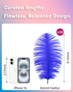 NEWONG 30pcs Royal Blue Ostrich Feathers Natural Bulk 9-12in（23-30cm） Vase Craft Wedding Home Party Centerpieces Christmas Day Decoration