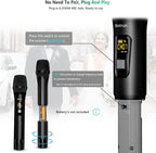 Wireless Microphone, Bietrun UHF Metal Dual Handheld Cordless Dynamic Mic System with Rechargeable Receiver, 1/4‘’Output, for Karaoke, Church, Speech, Wedding, Party Singing(160 ft Range)-Auto Connect