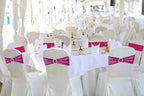10 Pcs Chair Sashes Sequin Stretch Chair Bands Spandex Polyester Bows for Party Hotel Wedding Banquets Decoration - Magenta