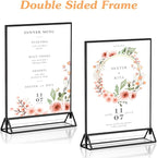 12PCS Acrylic Black Sign Holders, Wedding Table Sign Double Sided Holder, Acrylic Black Frame Sign Holders Display Stand for Wedding Table Numbers, Restaurant Sign, Menu, Photo (4" x 6")