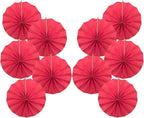 Red Birthday Decorations,DIY Red Paper Fans Hanging Decoration ,Party Supplies Party Fans 8in, Wedding Graduation Events Accessories 30 Color DIY Set （Red）