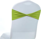 MDS Pack of 150 Spandex Chair Sashes Bows Elastic Stretch Dining Chair Bands Ties Without Slider Buckle Universal fits for Wedding Baby Shower Birthday Party Banquet Event Decoration - Apple Green