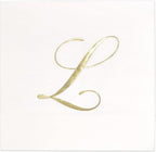 Gift Boutique 100 Gold Monogram Cocktail Napkins Letter L Disposable Paper Pack Elegant Metallic Golden Foil Hand Napkin for Powder Room Wedding Holiday Birthday Party Baby Shower Decorative Towels