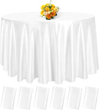 6 Pack 120 Inch White Round Tablecloth - Premium Silky Satin Tablecloth Overlay Smooth Fabric Table Cover Linens, Table Decoration for Wedding Party Banquet Events Restaurant Kitchen Dining