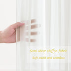 10x10ft Cream White Chiffon Backdrop Curtain with Lights String for Wedding Parties, Sheer Photo Backdrop Curtains for Baby Shower Bridal Shower Birthday Party Ceremony Reception
