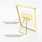 Gold Floating Frame (4"x6",Vertical) with Romantic Heart, For Picture 3x5, 2x3,1x2, Tabletop Shelf Photo Frame, Classy Gift For Festival, Home or Wedding…