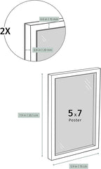 Opposite Wall - Set of 2-5x7 in - Dark Solid Oak Wood Picture Frames with Mat - Wall Hanging & Tabletop Photo Frame - Pictures Display 4x6 with Mat, 5x7 without - Office, Gallery & Home Decor
