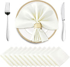 Horbaunal 16 Pack Ivory Satin Napkins 17 x 17 Inch, Square Silky Cloth Napkins, Soft Table Napkins for Weddings Banquets Parties