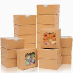 Bakepacker 100pcs Kraft Bakery Boxes with Window 6x6x3 inches Thick & Sturdy Macaroon Pastry Boxes Cookie Boxes for Bakerys