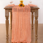 Peach Cheesecloth Table Runner 4 Pack Fall Table Runners Boho Gauze 120 Inches Cheese Cloth Fall Table Decorations for Sweet Little Peach Baby Shower Decor Wedding Bridal Thanksgiving Party