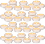 Set of 48 Waterproof Flameless Floating Tealights, 120+ Hour Warm White Battery Flickering LED Tea Lights Candles - Wedding, Party, Centerpiece, Pool & SPA.