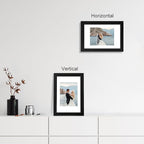 8x12 Picture Frame Set of 4 with HD Glass, Black Frame Display 6x8 Picture with Mat or 8 x 12 Without Mat, Wood Rustic Photo Frame for Tabletop and Wall Mounting