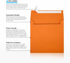 LUXPaper Square Invitation Envelopes | Peel & Press | 6 1/2" x 6 1/2" | Mandarin Orange | 80lb. Text | 50 Qty