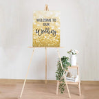 Andaz Press Extra Large Wedding Easel Board Party Sign, 12x18-inch, Glitzy Faux Gold Glitter, Welcome to Our Wedding, 1-Pack