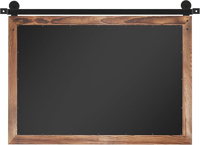 COGOOD Farmhouse Barn Door Mirror - 25 X 18 Rustic Wood Framed Decrative Mirror for Bathroom, Living Room, Entryway Wall Decor (Brown)