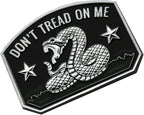 1x Gadsden Flag Rattlesnake Car Emblem 3D Decal Sticker with Don't Tread ON ME Slogan Fit for Car Truck Motorcycle Window Door and Flat Surface (Chrome)