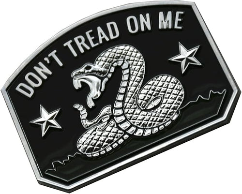 1x Gadsden Flag Rattlesnake Car Emblem 3D Decal Sticker with Don't Tread ON ME Slogan Fit for Car Truck Motorcycle Window Door and Flat Surface (Chrome)