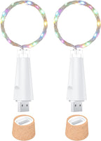 USB Bottle Lights Rechargeable Wine Bottle Fairy Lights Cork LED String Lights 20 LEDs Copper Wire for Table Party DIY Decor