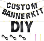 TaoBary 112 Pcs DIY Letter Kit Glitter Customizable Banner Letters Include 107 Letters and Numbers 3 Rope and 2 Needles for Birthday Halloween Christmas Wedding Valentine Party Decor(Bright Black)