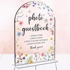 Wedding Sign Decor, Photo Guest Book Sign, Wedding Sign for Reception & Event Party, Bridal Shower Decorations, Wedding Table Sign Accessories for Event 5x7 Inch Arch Acrylic (Flower)