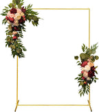 Metal Wedding Arch Backdrop Stand 6.6x5 FT Gold Square Balloon Arch Frame for Wedding, Birthday Party, Baby Shower Ceremony Decoration
