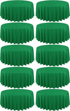 10 Pack Green Round Tablecloths - 90 Inch, Polyester Table Cover, Stain and Wrinkle Resistant Washable Fabric Table Cloth for Wedding Banquet Parties