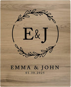Andaz Press Large Wooden Welcome Sign for Wedding Rustic Welcome Sign 16" x 20" Custom Monogram & Date Laurel Wreath Wedding Signage English Oak MDF Wood Finish Wedding Reception Indoor Outdoor Signs
