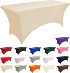 2-Pack 6ft Spandex Table Covers for Rectangle Standard Folding Tables - Wrinkle Resistant Stretch Tablecloths - Ultimate Fitted Table Protector for Parties, Trade Shows, Banquet