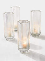 Serene Spaces Living Set of 4 Tall Clear Ribbed Glass Votive Holder, Perfect for Weddings and Home Décor, Measures 6.25" Tall and 2.25" Diameter