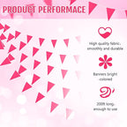 Tatuo 200 Feet Solid Pennant Banners Flags String Triangle Hanging DIY Bunting Flags Party Decorations for Grand Opening Party Banners for Kids Birthday, Shops (Pink)