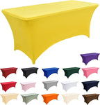 6-Pack 6ft Spandex Table Covers for Rectangle Standard Folding Tables - Wrinkle Resistant Stretch Tablecloths - Ultimate Fitted Table Protector for Parties, Trade Shows, Wedding
