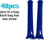 48pcs Round Head Boom Sticks Thunder Sticks Cheering Sticks Team Spirit Plastic Cheerleading Spirit Stick Clapper Inflatable Noise Maker Sports Supply (Blue)