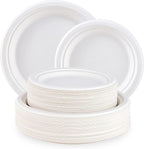 ECOLipak 120 Pack Compostable Paper Plates, 9 inch and 7 inch Heavy Duty Disposable Paper Plates, Eco friendly Sugarcane Biodegradable for Party Dinner Birthday