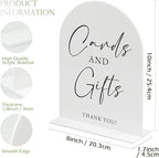 White Arch Acrylic Wedding Sign- 8"x10" Cards and Gifts Sign and Base,1/8" Thick | Modern Calligraphy Arched Acrylic Table Sign for Wedding & Event Party (Cards and Gifts, 8"x10")