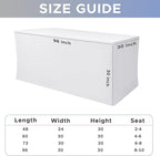 Nasitos Spandex Fitted Table Covers for 8 Foot Tables - 96 x 30 Inch - 2 Pack White Stretch Table Clothes, Fabric Rectangle Tablecloths for Parties, Trade Show, Craft Show, Birthday