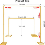 Backdrop Stand, 6.6FT x 6.6FT Backdrop Stand Heavy Duty, Gold Pipe and Drape Stand with Base Square Metal Arch Frame for Wedding, Birthday Party, Baby Shower Decorations