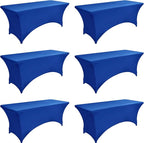 6-Pack 6ft Spandex Table Covers for Rectangle Standard Folding Tables - Wrinkle Resistant Stretch Tablecloths - Ultimate Fitted Table Protector for Parties, Trade Shows, Wedding